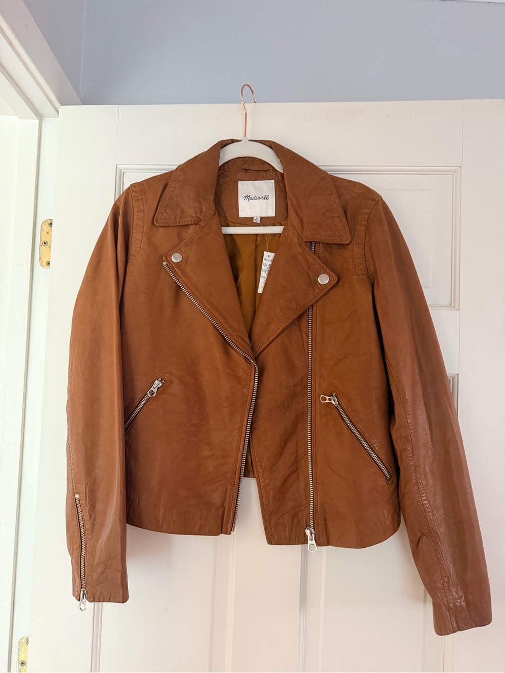 Nwt Madewell Washed Leather Motorcycle Jacket Medium - Picture 3 of 5